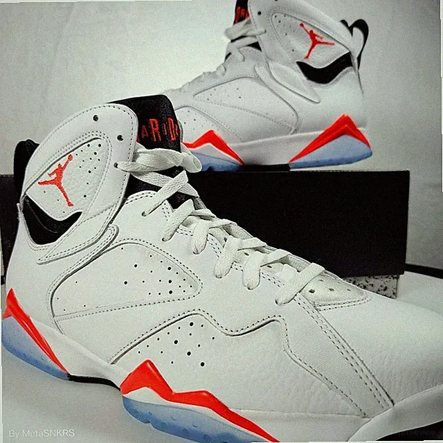 Air Jordan 7 US 13 Men's White Infrared Red Black Nike Retro VII CU9307 160 NIB