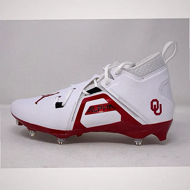 Air Jordan Alpha Menace Pro 3 Oklahoma Sooners Cleats PE, Size 10.5 DH3366-104