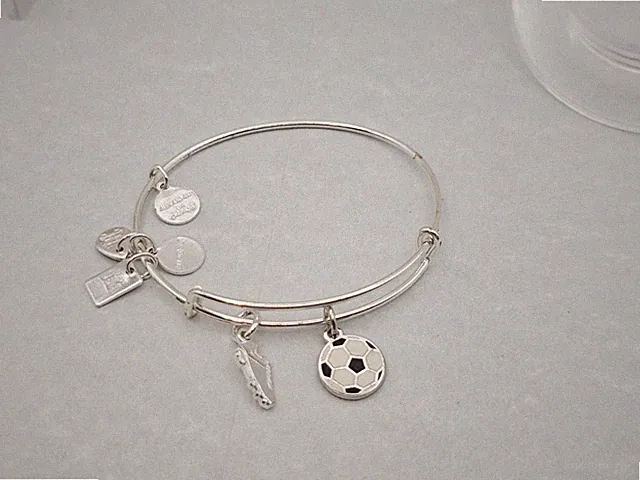 Alex & Ani Soccer Ball Duo ⚽️ Silver Charm Bangle Bracelet ✨🎊💫