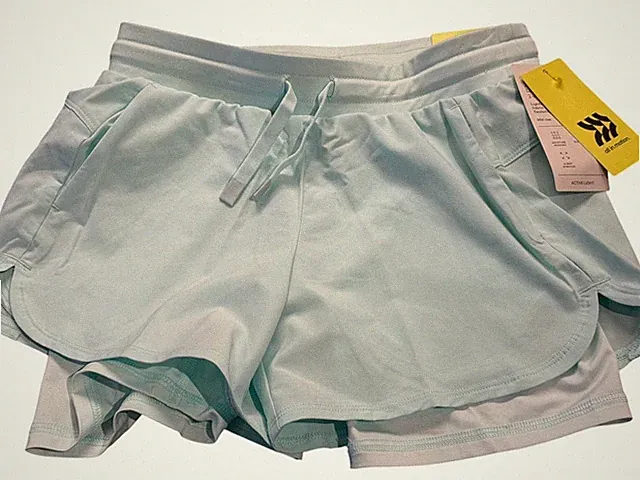 all in motion Girl’s 2-in-1 Active Shorts Light Teal Green XS, S, M, L, XL