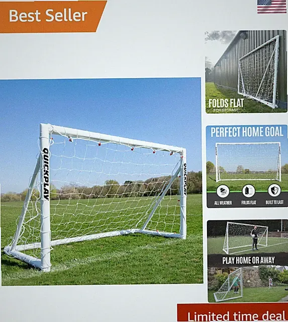All-Weather Q-Fold Soccer Goal - Fast 30 Second Assembly, 6' x 4' Dimension