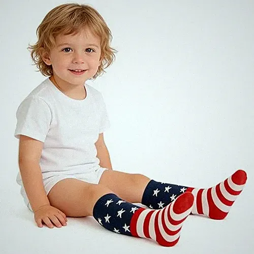 American Flag Knee High Socks for Kids Age 4-6 – Striped Soccer Socks for Red