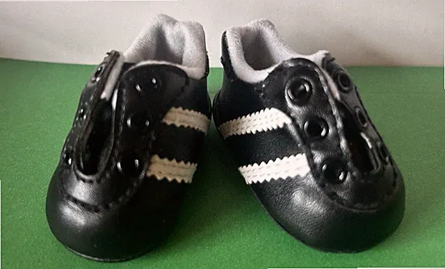 American Girl Doll AGOT Black w/ White Stripes Baseball Soccer Cleats - no laces