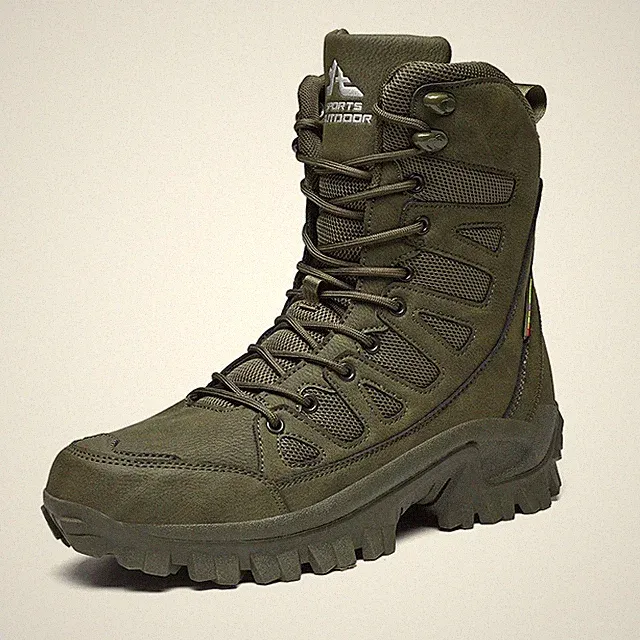Ankle Boots High Top for Men Desert Combat Camping Outdoor Leather Hiking Shoes