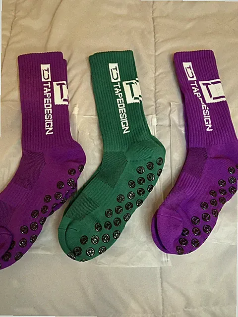 Anti Slip Socks Sports Grip Yoga Tapedesign Soccer NEW TD Unisex Lot Of 3 Unisex