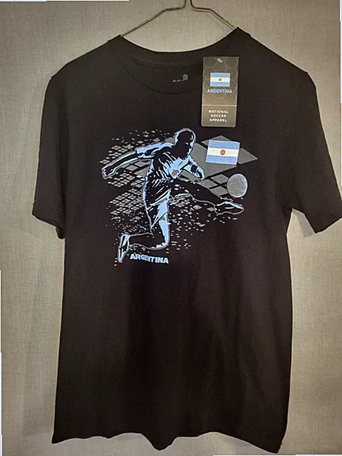 Argentina National Soccer apparel Boys L Tee t-shirt (sz 14/16) NWT Black Unisex