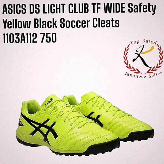 ASICS DS LIGHT CLUB TF WIDE Safety Yellow Black Soccer Cleats 1103A112 750 NEW