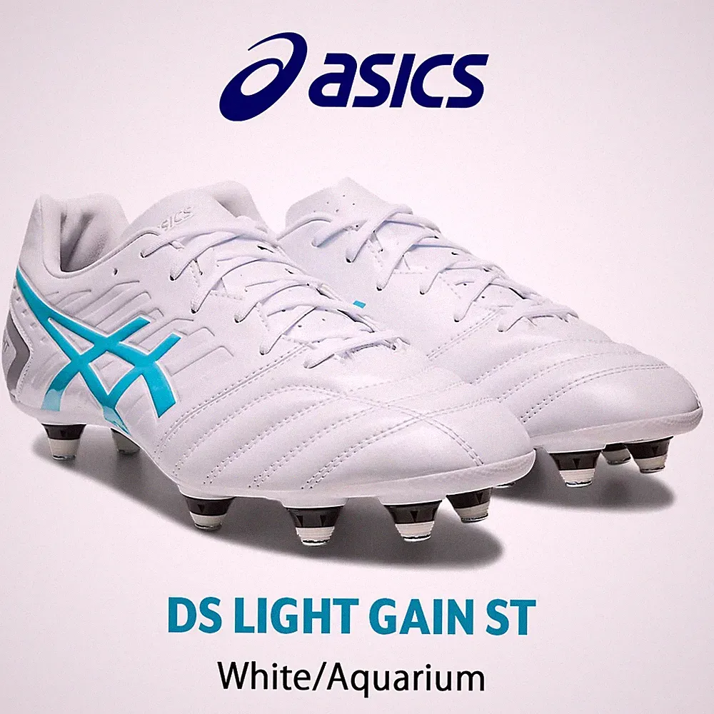 ASICS DS LIGHT GAIN ST Soccer Cleats Shoes WIDE White Aquarium 1101A041 101