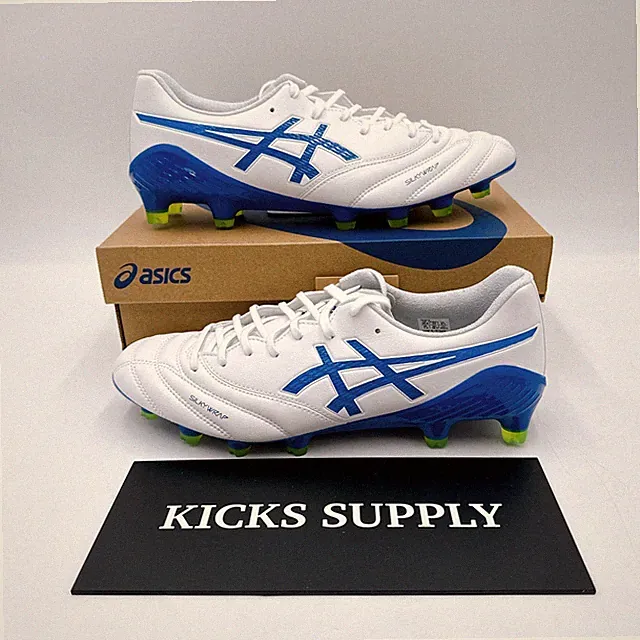 ASICS DS LIGHT X-FLY 6 1101A076 102 Soccer Cleats US 5.5-10 White Asics Blue