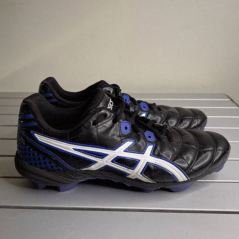 Asics Football Soccer Boots Mens US 9 Lethal Speed RS Black Blue Leather Cleats