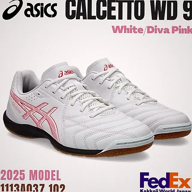 Asics Futsal Indoor shoes CALCETTO WD 9 1113A037 101 White/Diva Pink WIDE NEW!