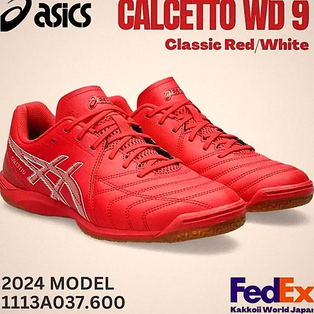 Asics Futsal Indoor shoes CALCETTO WD 9 1113A037 600 Classic Red/White WIDE NEW