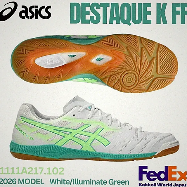 ASICS Futsal Shoes DESTAQUE K FF White/Illuminate Green 1111A217.102 Indoor 2026