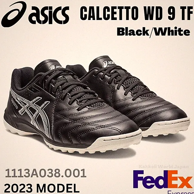 Asics Futsal Turf Shoes CALCETTO WD 9 TF 1113A038 001 Black/White WIDE 2023 NEW