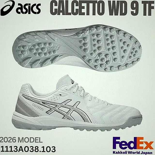 Asics Futsal Turf Shoes CALCETTO WD 9 TF White/Gunmetal 1113A038.103 WIDE 2026