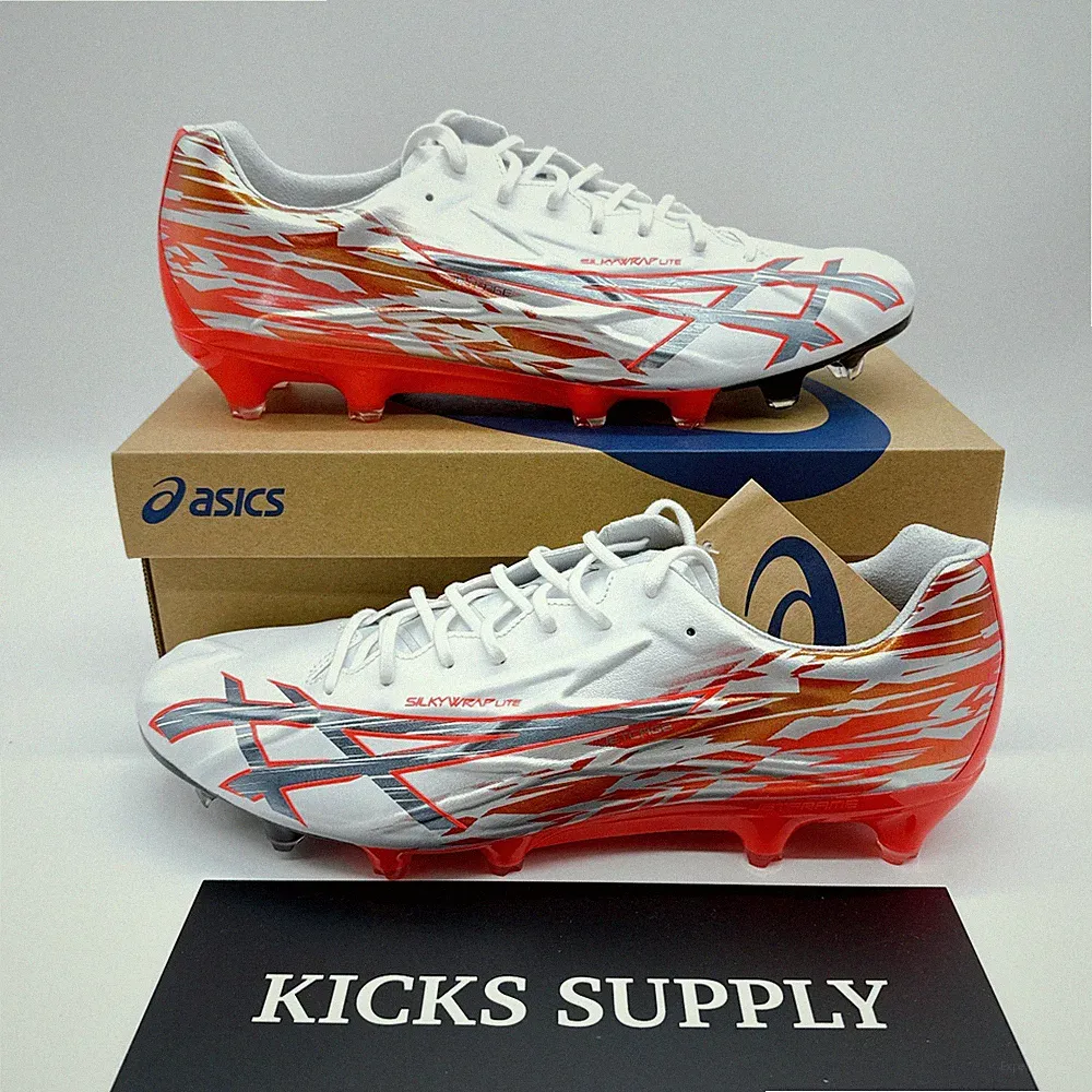 ASICS JETRAY ELITE 1103A149 100 White Flash Red Men's Soccer Cleats US 4.5-11.5