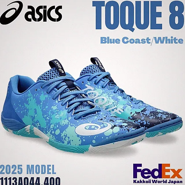 ASICS Men's Futsal Shoes TOQUE 8 Blue Coast/White 1113A044.400 For Indoor