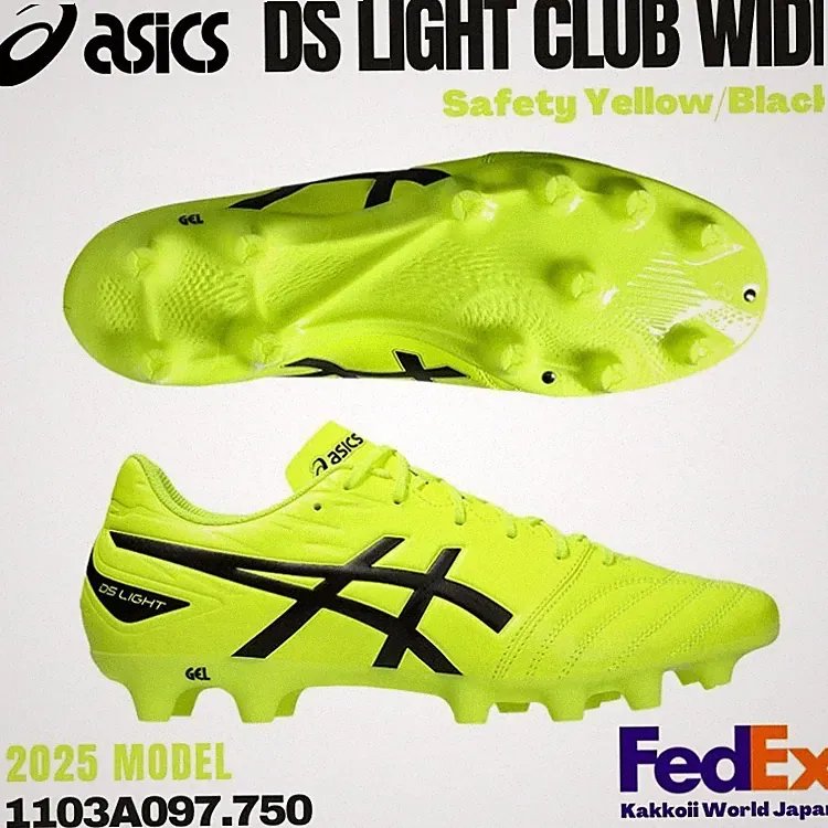 ASICS Soccer Cleats DS LIGHT CLUB WIDE Safety Yellow/Black 1103A097.750 2025 NEW