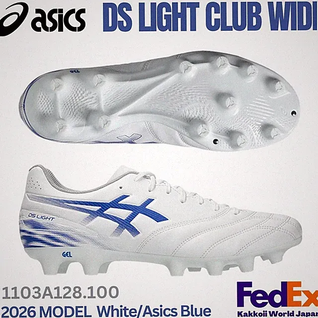 ASICS Soccer Cleats DS LIGHT CLUB WIDE White/Asics Blue 1103A128.100 2026 NEW!