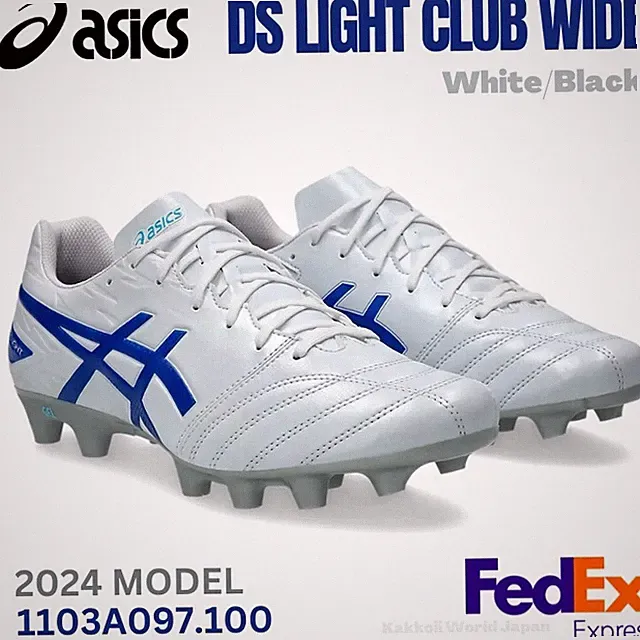ASICS Soccer Cleats DS LIGHT CLUB WIDE White/Tuna Blue 1103A097 100 NEW 2024