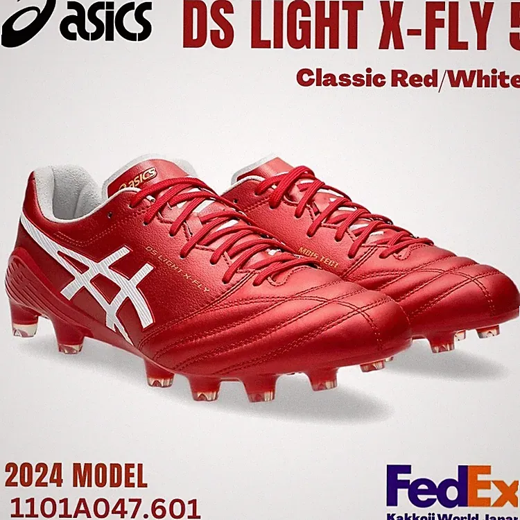 ASICS Soccer Cleats DS LIGHT X-FLY 5 Classic Red/White 1101A047.601 2024 NEW