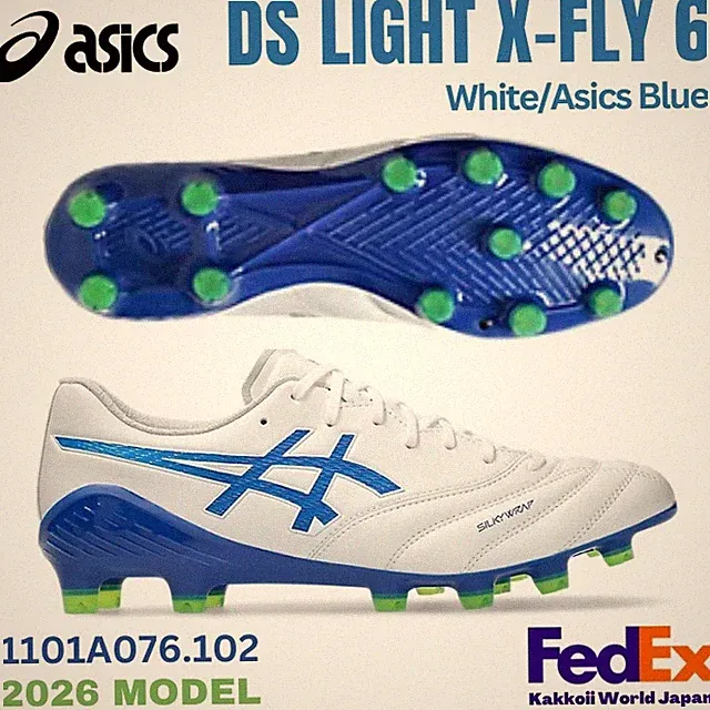 ASICS Soccer Cleats DS LIGHT X-FLY 6 White/Asics Blue 1101A076.102 2026 NEW