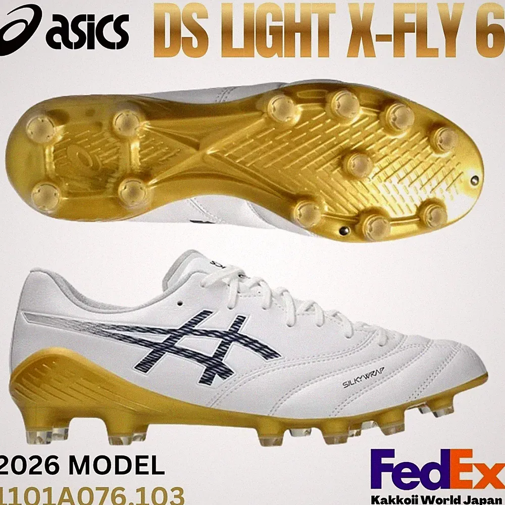 ASICS Soccer Cleats DS LIGHT X-FLY 6 White/Midnight 1101A076.103 2026 NEW