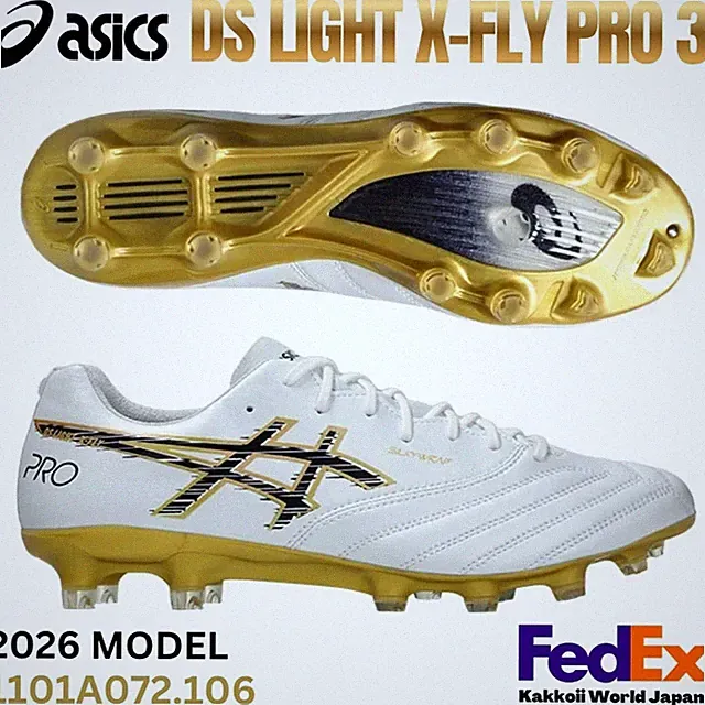 ASICS Soccer Cleats DS LIGHT X-FLY PRO 3 White/Midnight 1101A072.106 2026 NEW