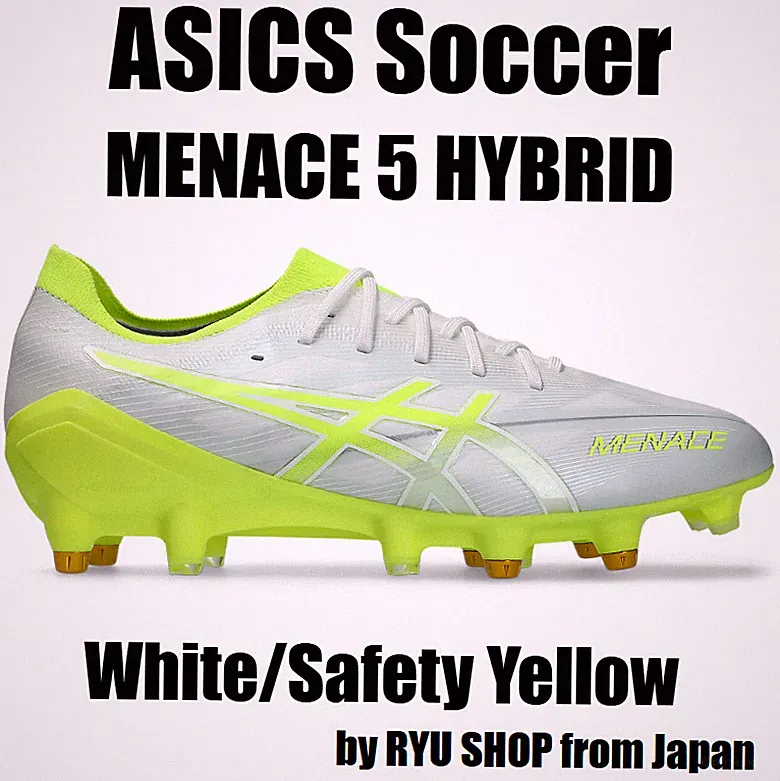 ASICS Soccer Cleats MENACE 5 HYBRID 1111A272.103 White / Safety Yellow