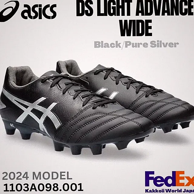 ASICS Soccer Cleats Shoes DS LIGHT ADVANCE WIDE Black/Pure Silver 1103A098 001