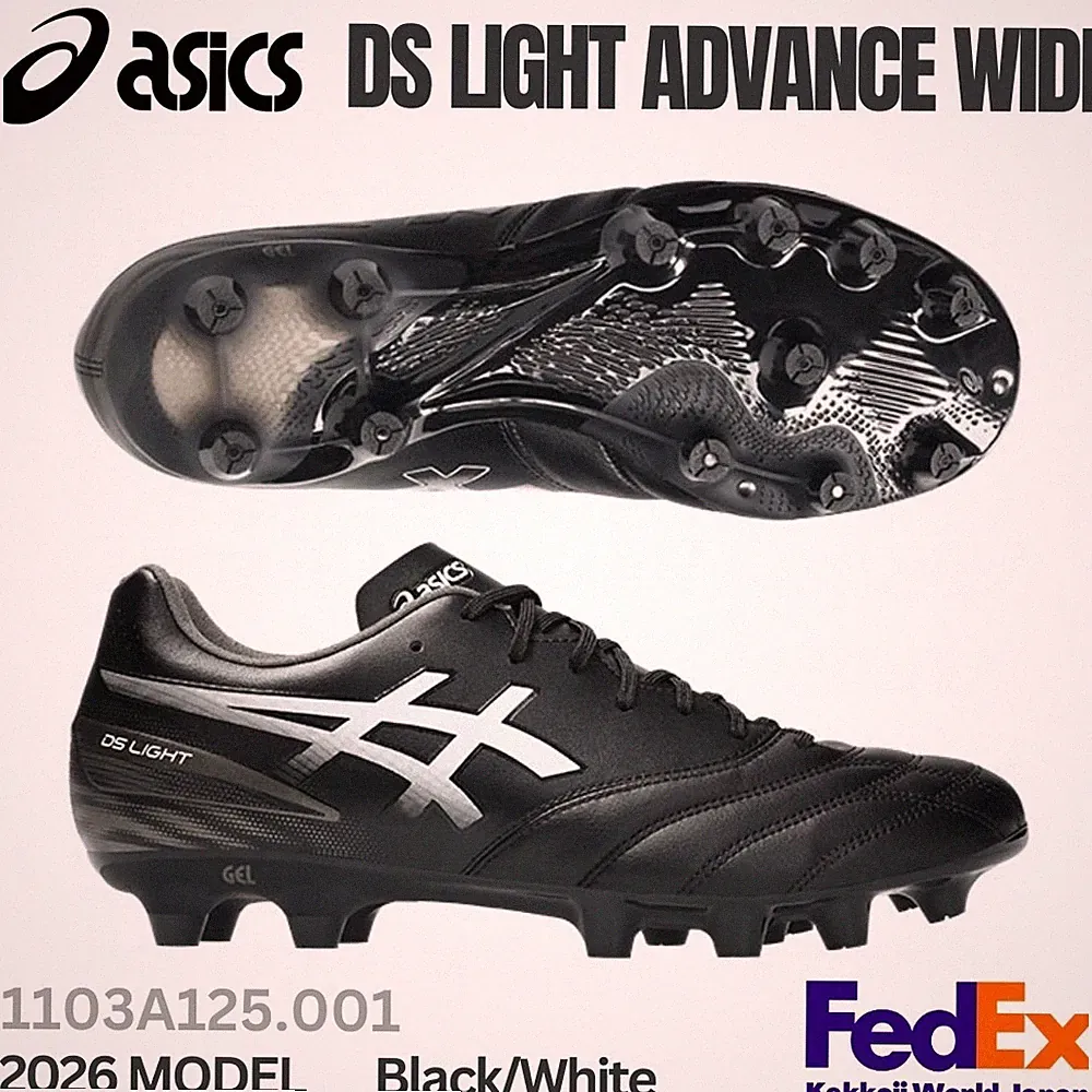 ASICS Soccer Cleats Shoes DS LIGHT ADVANCE WIDE Black/White 1103A125.001 NEW