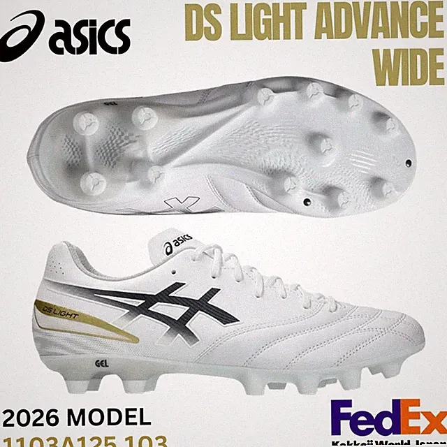 ASICS Soccer Cleats Shoes DS LIGHT ADVANCE WIDE White/Midnight 1103A125.103 2026