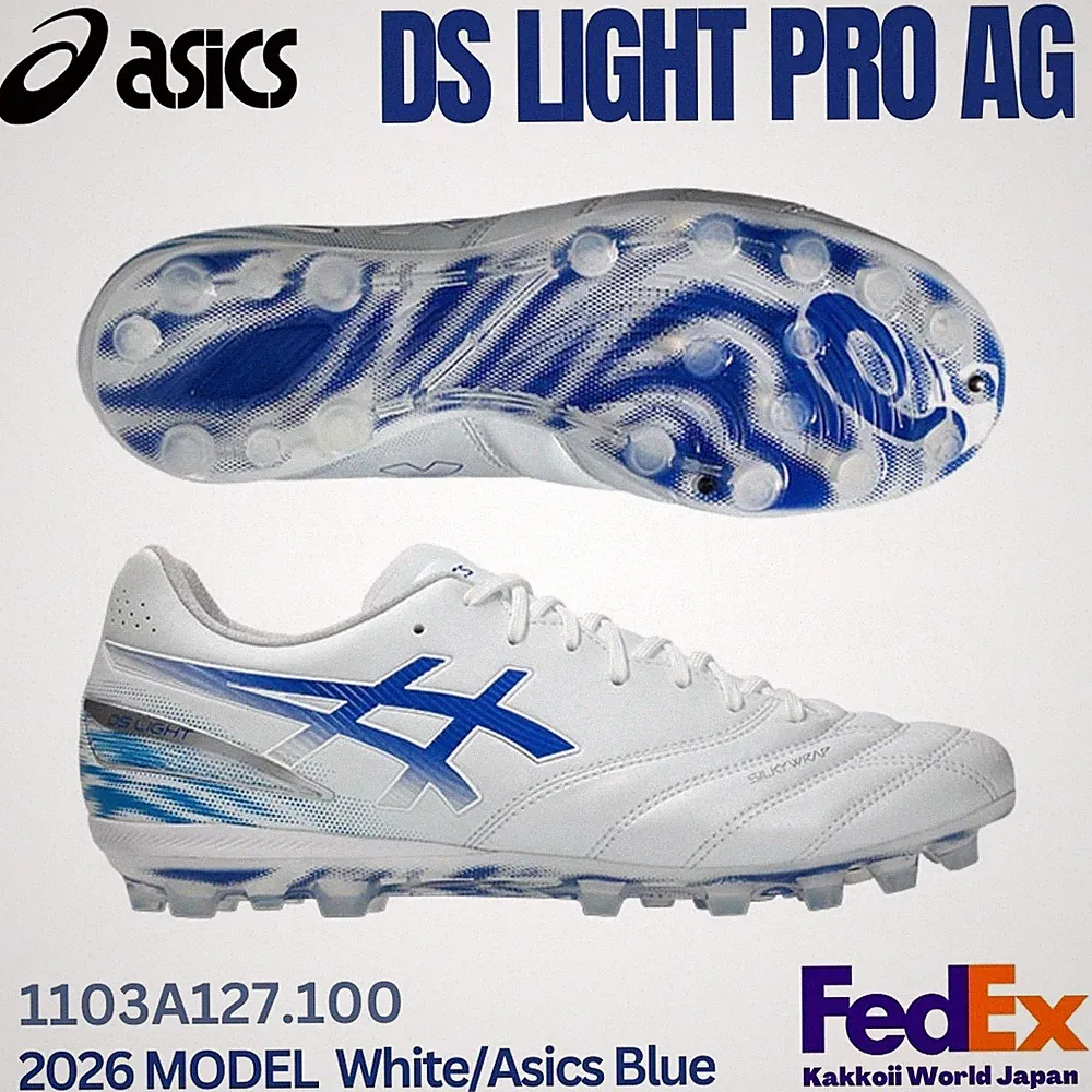 ASICS Soccer Cleats Shoes DS LIGHT PRO AG White/Asics Blue 1103A127.100 2026 NEW