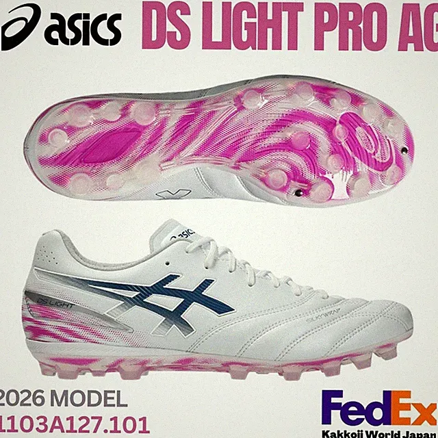 ASICS Soccer Cleats Shoes DS LIGHT PRO AG White/Digital Sakura 1103A127.101