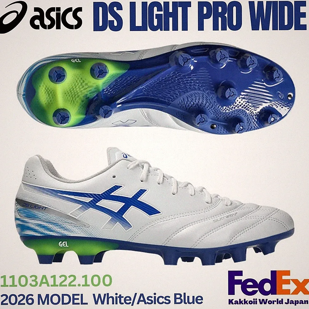 ASICS Soccer Cleats Shoes DS LIGHT PRO WIDE White/Asics Blue 1103A122.100 2026
