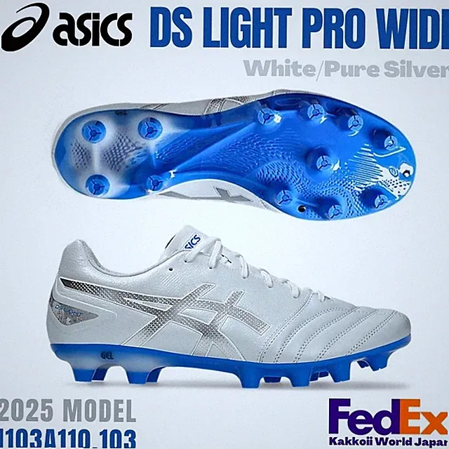 ASICS Soccer Cleats Shoes DS LIGHT PRO WIDE White/Pure Silver 1103A110 103 NEW!