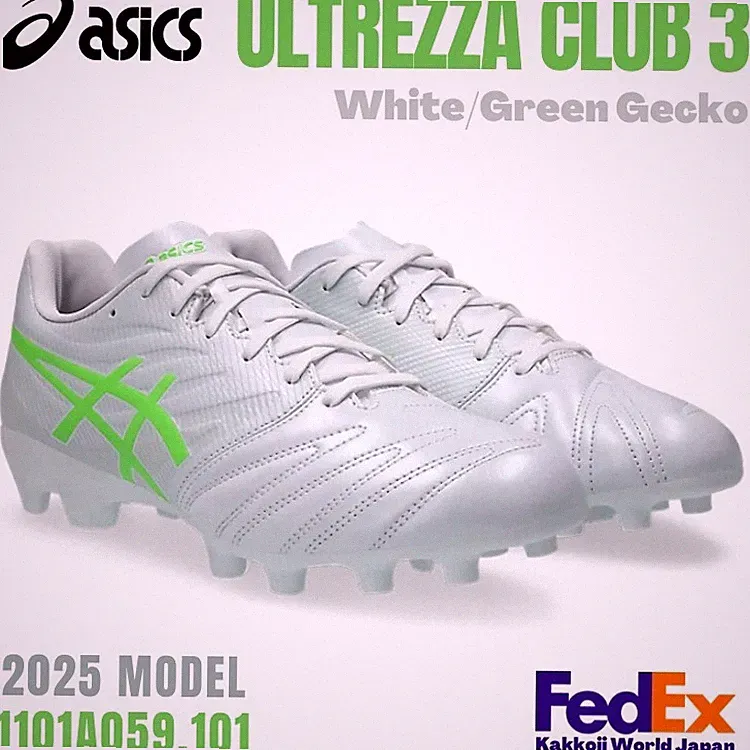 ASICS Soccer Cleats ULTREZZA CLUB 3 White/Green Gecko 1101A059.101 WIDE 2025 NEW