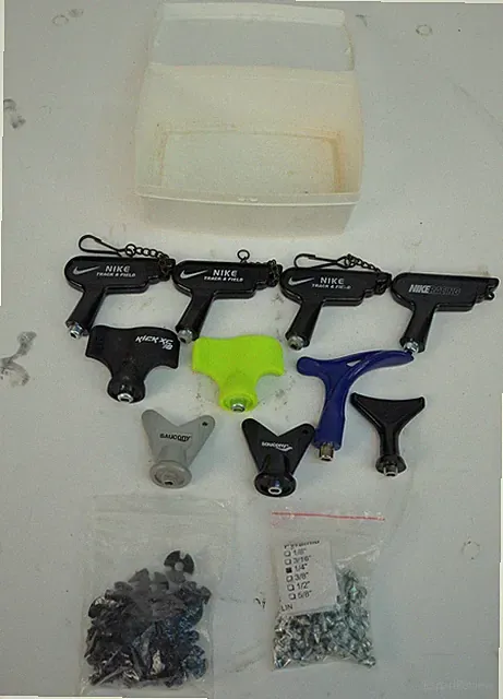 Assortment of Football Soccer Cleat Studs Tips Spikes w/ 10 Stud Wrench Tools