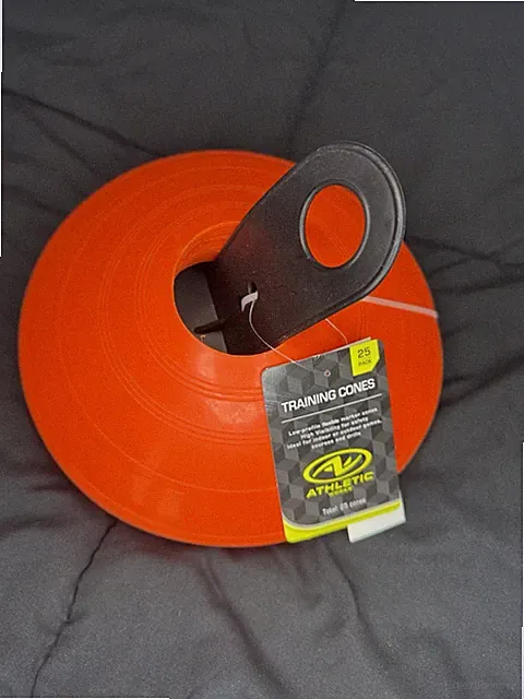 Athletic Works 25 Training Cones Orange Flexible Portable Soccer Indoor/Outdoor