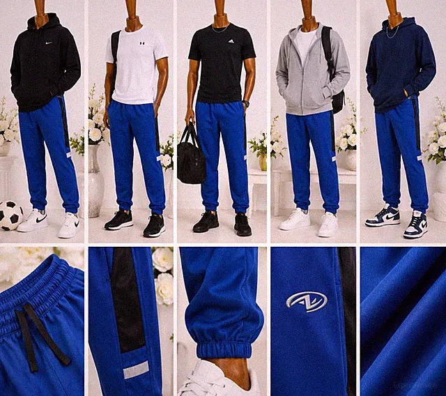 Athletic Works Boys Tricot Tapered Cuffed Leg Joggers w/Pockets, Size 14-16 Blue