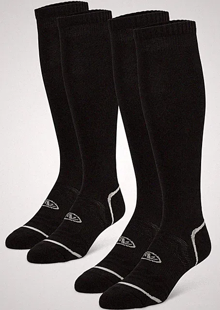 Athletics Works 2 Pack Soccer Socks Black Youth 10-4.5 Unisex Small