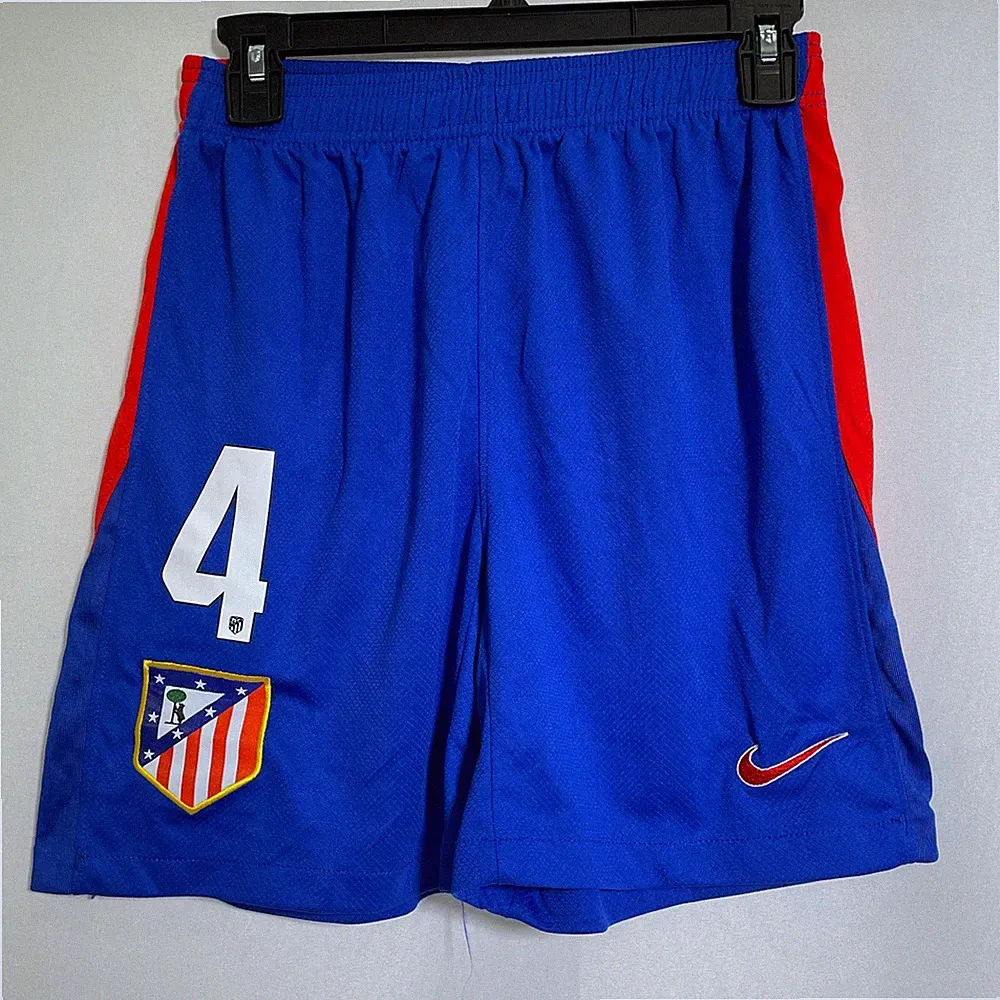 Atlético Madrid Football Club #4 Nike Blue Athletic Soccer Shorts Men's SMALL