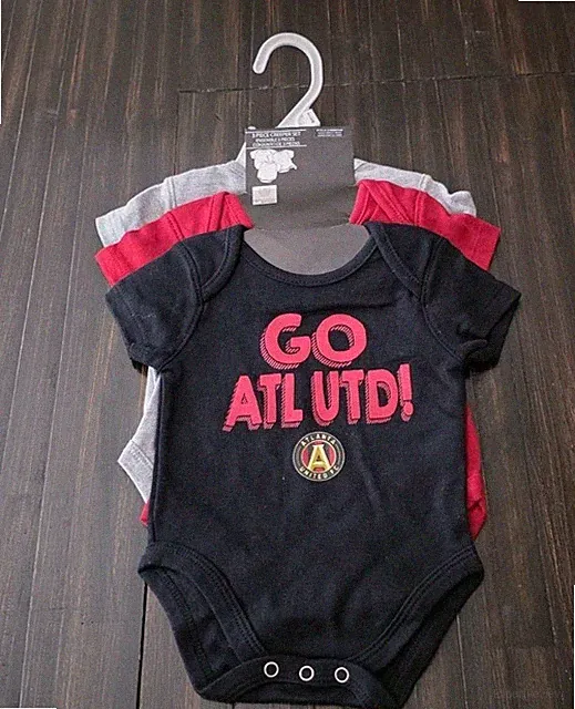 Atlanta United MLS 3-Piece Creeper Body Suit Set 0-3 Months Baby One Piece NWT