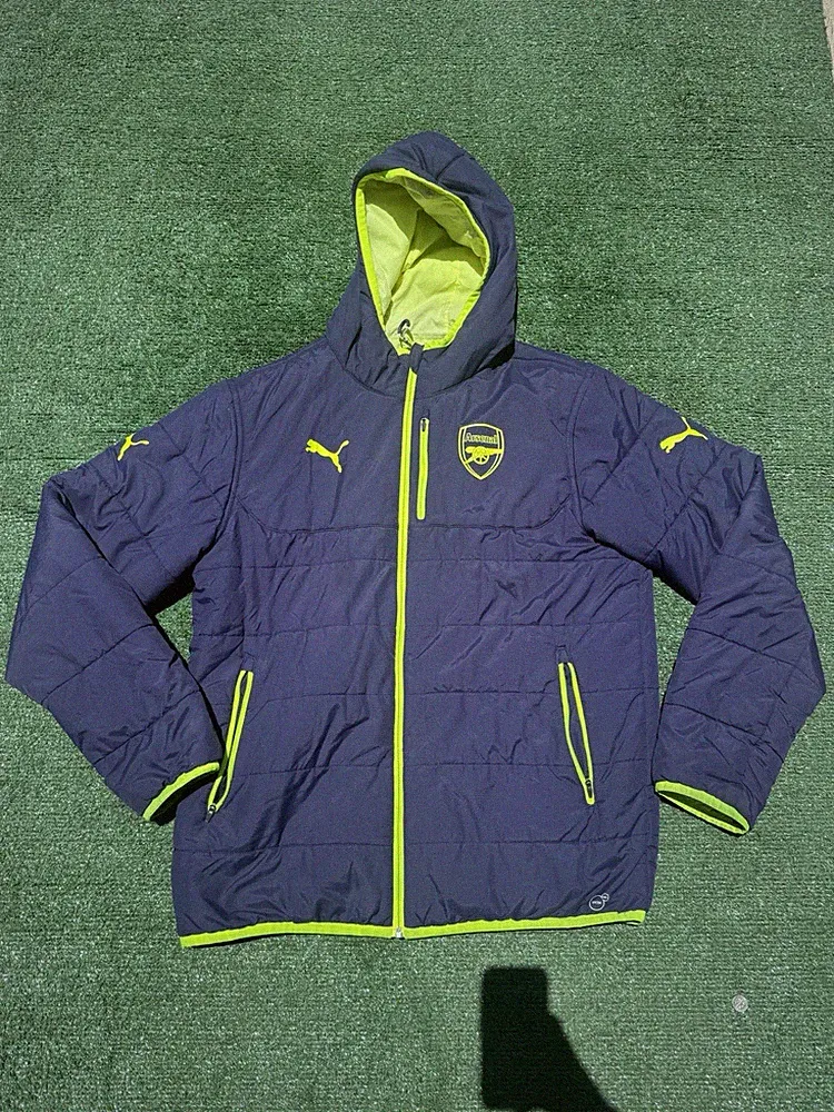 Authentic PUMA Arsenal F.C Warm Up Winter Soccer Jacket Men's Sz L Reversible