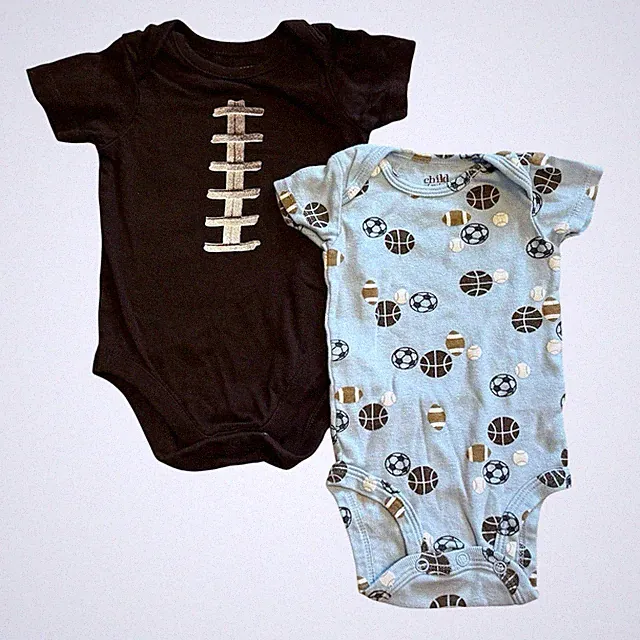 Baby Boy Bodysuit Set 2 Pack 0-3M Football Baseball Soccer Basketball