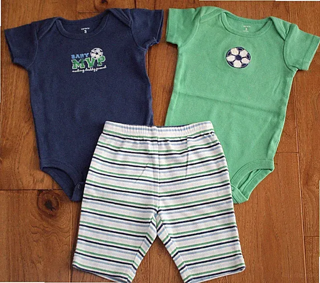 Baby Boys SOCCER OUTFIT BODYSUIT + PANTS 3 Months Short Sleeve Shirt Set Blue