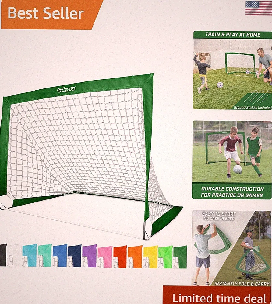 Backyard Soccer Goals for Kids - Choose 4 x 3 ft or 6 x 4 ft, 13 Vibrant Colors