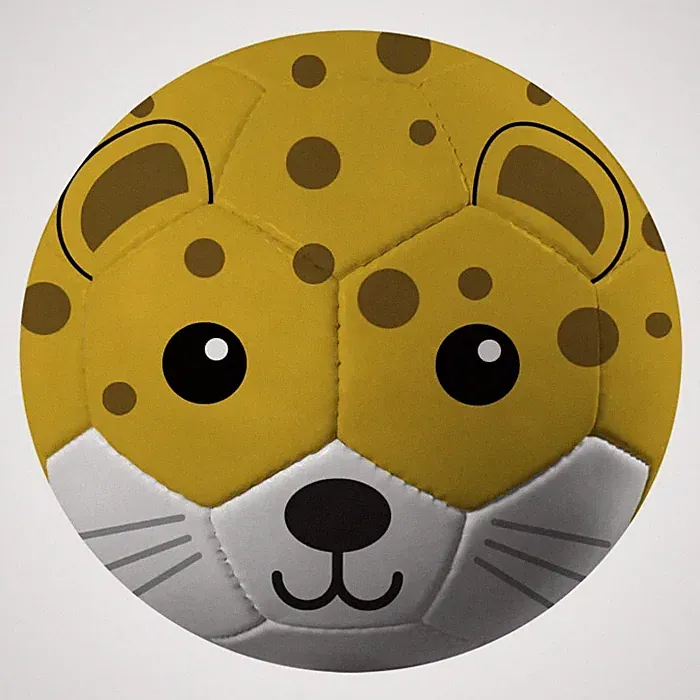 Baden Leopard Face Size 3 Soccer Ball Yellow, White, Brown