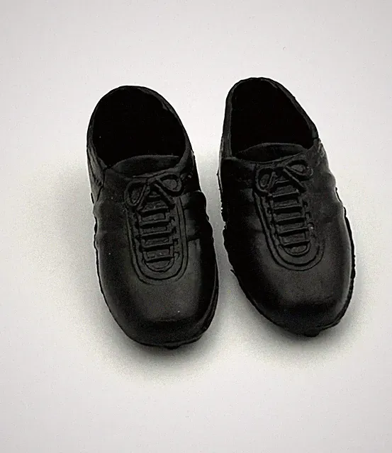 Barbie Ken Doll SOCCER CLEATS SHOES Black Squishy Vtg 1970s Hong Kong Sports