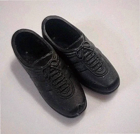 BARBIE KEN SOCCER CLEATS BLACK SQUISHY VTG 1970s HONG KONG SPORTS DOLL SHOES